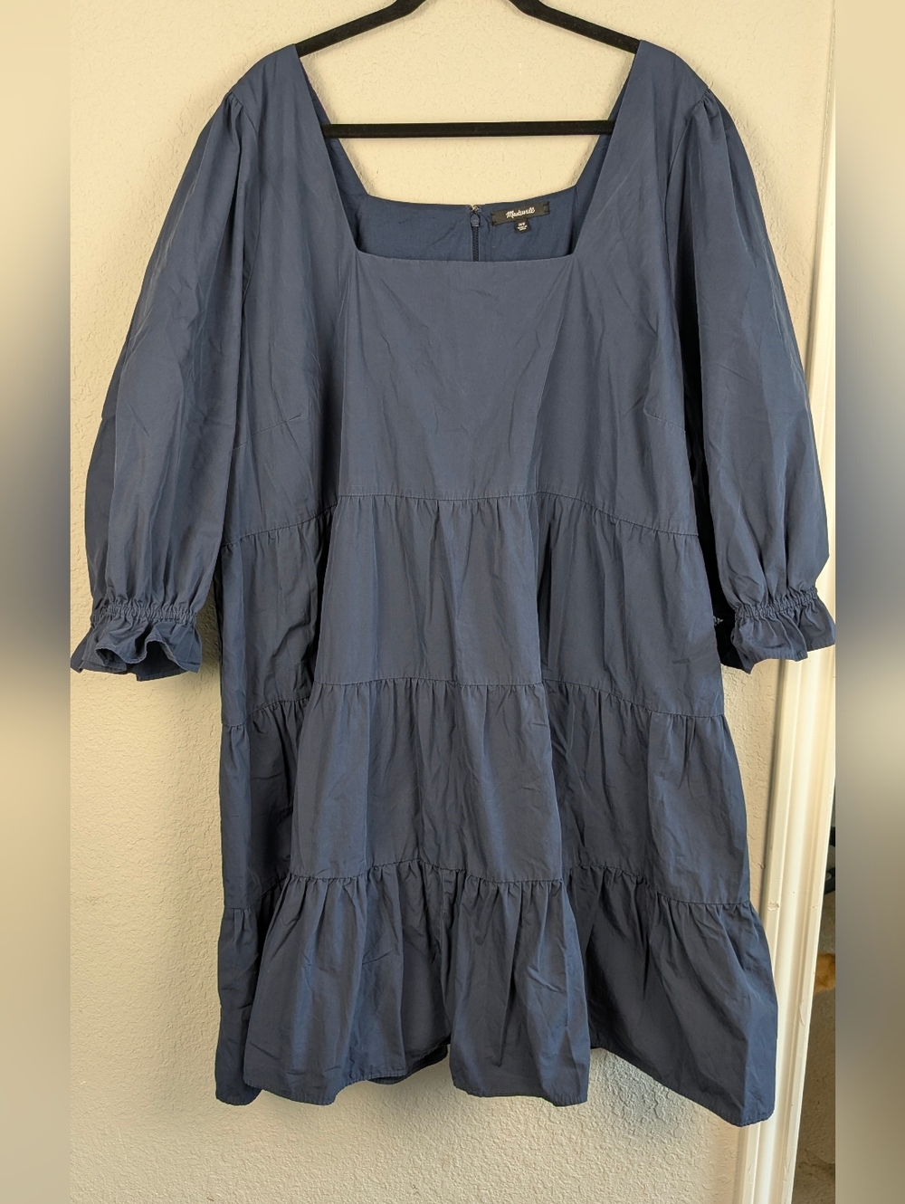 Madewell Poplin Lizzie Babydoll Dress 26W Medium Blue 100% Cotton Excellent